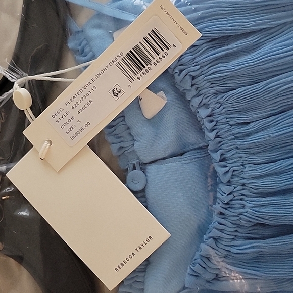 Rebecca Taylor NWT Pleated Voile Mini Dress CERULEAN - Picture 14 of 17